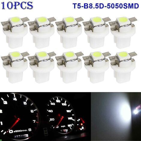 Packung mit 10 SMD T5-B8.5D-5050SMD LED-Lampen für Auto-Armaturenbrett (Tachometer), 12V, weiß. (1/5)