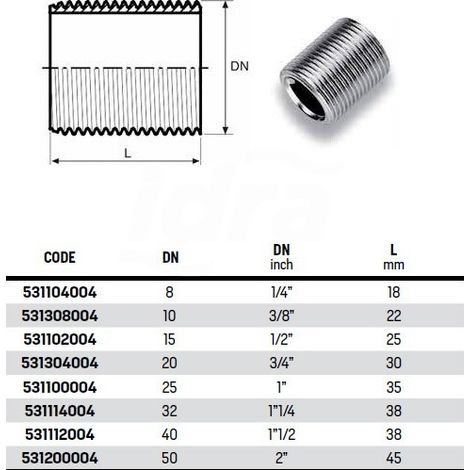 Nipplo niples semplice zincato maschio ø1/2"M 531102004 (1/3)