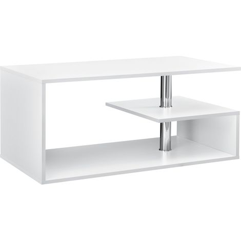 Tavolino da soggiorno con ripiano portaoggetti in MDF 90 cm bianco 030004155