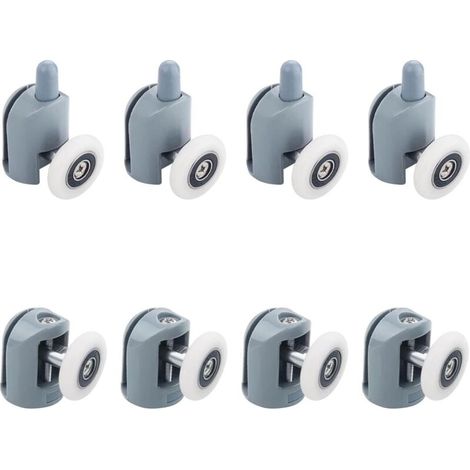 8 Pièces Roulette Porte Coulissante Douche 23mm Galet Roue pour Porte de Douche Salle de Bain roulettes pour Porte de Douche pour Cabine de Douche, Salle de Bain Porte(Gris)