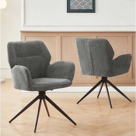 Sillas de comedor giratorias, lote de 2 con reposabrazos, gris oscuro HAVRYA (1/5)