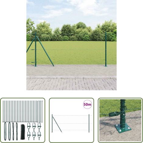vidaXL Sécurité extérieure - Poteau de clôture. Vert 50 x 0,8 m (maille de 50 mm) (1/5)