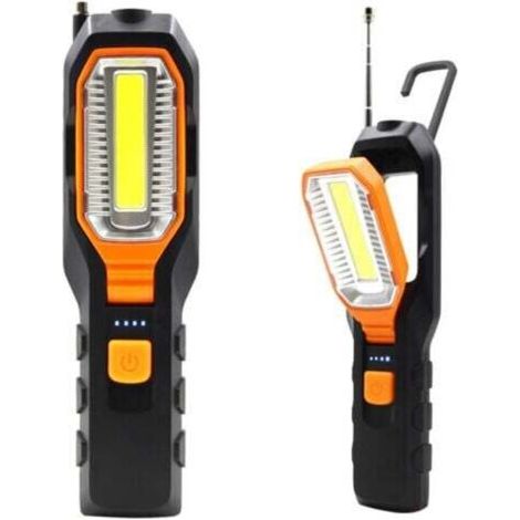 Lampe D'inspection, Lampe Baladeuse LED Rechargeable, Lampe de Travail COB, Lampe de Torches de LED, avec Base magnétique et Crochet à Suspendre pour ateliers Automobile, Camping, urgences