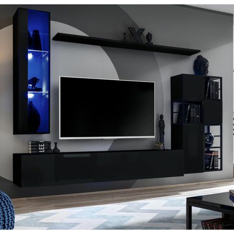 Ensemble Meuble TV Design "Switch II" 250cm Noir (1/4)
