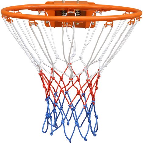 Anneau de basket mural 45 cm avec système à double ressort et filets, orange résistant aux intempéries (1/5)