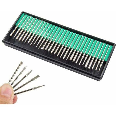 30pcs 3mm Tige Fraises Ratatif Diamantées Pour Verre,Marbre,Rock et Bijoux Rotatif de Gravure Outil (1/5)