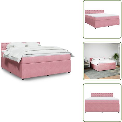Colchón rosa - vidaXL Cama box spring con colchón terciopelo rosa 180x200 cm - Cama con cabecero