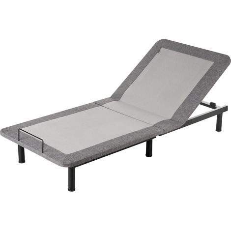 Somier articulado eléctrico 80 x 200 cm mando a distancia incluido 4 alturas de patas hierro poliéster gris Brunoy