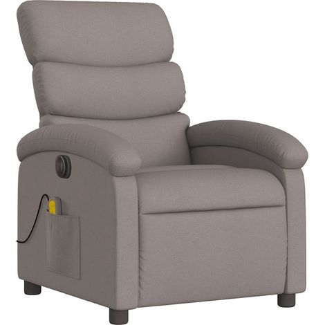 Poltrona relax TV reclinabile elettrica funzione massaggio 6 punti massaggio in tessuto tortora DEC027270