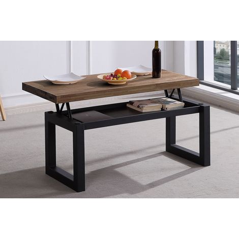 Table centrale élévatrice Loft Chêne Américain / Noir. (1/3)