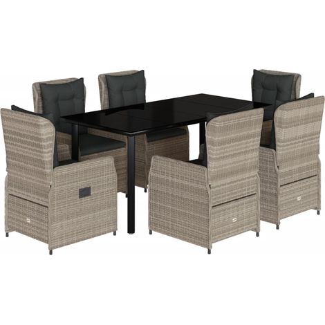 Maison Exclusive - Set comedor jardín 7 pzas y cojines ratán sint (1/5)