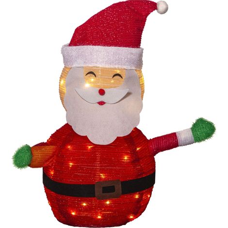 Outdoor Weihanchtsbeleuchtung ,Tecidy', beleuchteter 3D-Weihnachtsmann, Batterien + Timer, warmweiß, H 70cm (1/5)