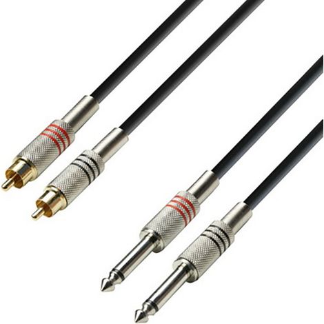 Kabel RCA 2 Stecker auf 2 JACK 6,3 Mono 1m