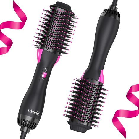 Brosse Soufflante 3-en-1 1000W brosse seche cheveux-Lisse-Volume en 15 min Anti-frisottis, soin, 2 vitesses, 3 temp (45-110°C), 60mm ovale nylon/sanglier, ions céramique, câble 2m + coffret. (1/5)