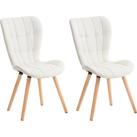 Lot de 2 chaises de salle à manger Elda Blanc Similicuir (1/5)