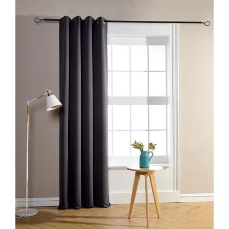 Rideau occultant - Anthracite - 140 x 260 cm - 100% Polyester - Œillets - Design contemporain