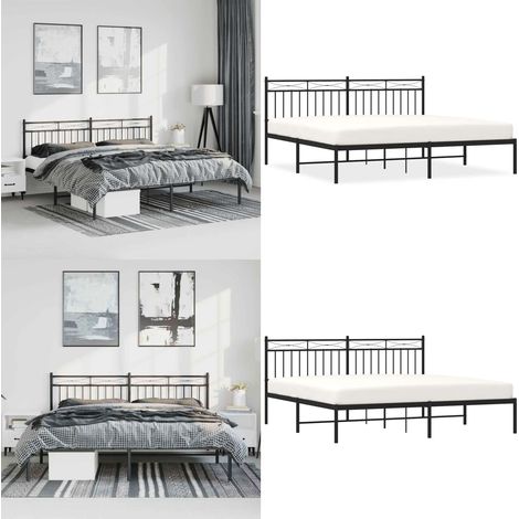 Cadre de lit métal sans matelas avec tête de lit noir 183x213cm - Cadre De Lit - Lit Double - Lit Metal - Lit Avec Têtedé Lit - Literie - Home & Living (1/5)