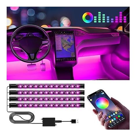 Iluminación interior del coche, luces LED, accesorios para coche, regalos para hombres, mamá, regalos para el día de la abuela para mujeres, control de accesorios para coche mediante aplicación (1/5)