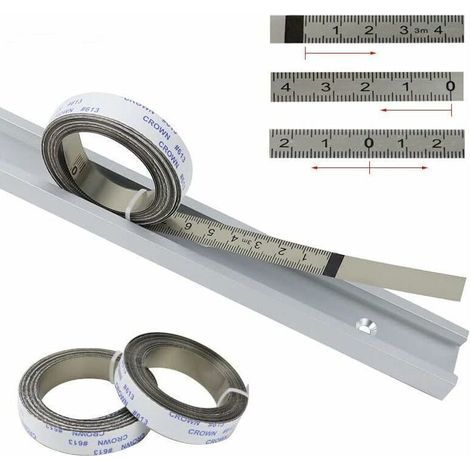 Règles métriques, Bandes de Piste Auto-adhésives, pour scie à Onglet, Mètre à Ruban, Règle d'échelle, du Centre à Droite et à Gauche, 2.5M-0-2.5M, Argent, 1PC (1/4)