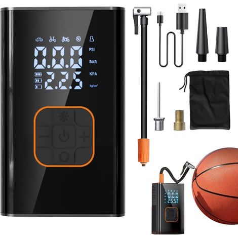 Pompe à air de voiture sans fil 150 PSI  Compresseur d'air électrique portable avec manomètre et USB-C  Mini pompe à pneus avec batterie 4000mAh, pour voiture, moto, vélo, balles, camion, camping-ca (1/5)