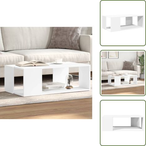 Table basse blanc 89,5x48x30 cm bois d’ingénierie - Table Basse Blanche - Meuble Salle Séjour - Table D'appoint - Table Design - Mobilier Moderne (1/5)