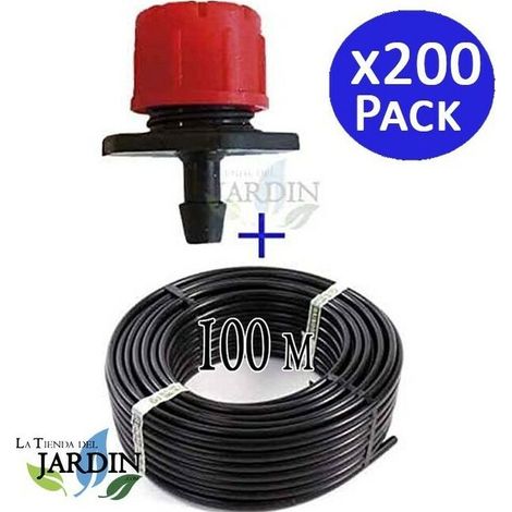 Suinga – Tuyau d'arrosage goutte à goutte 16 mm 100 mètres – 200 goutteurs réglables 0-70L/h – Amovible pour nettoyage – Pression 0,5-3 bars