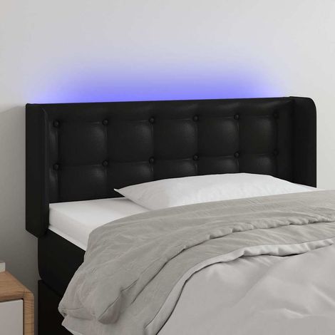 vidaXL Cabecero con LED cuero sintético negro 93x16x78/88 cm (1/5)