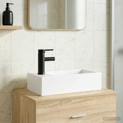 Lavabo de baño Negro Mate 45,5 x 25,5 x 13 cm Metal
