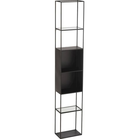 Étagère design métal et verre noir pour salon élégant - Noir mat et verre transparent (1/5)