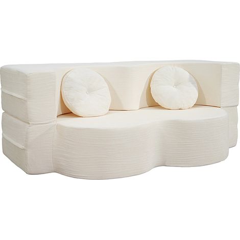 Sofá cama plegable de 2 plazas en terciopelo beige PRESTON (1/5)