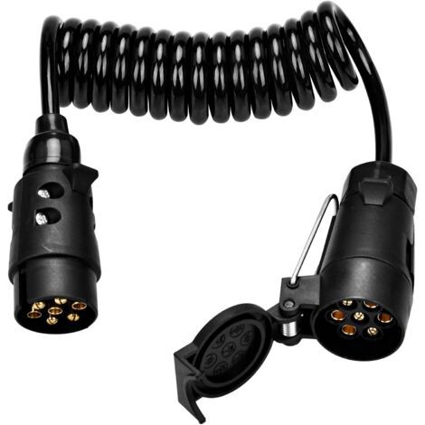 Applicable Prise Remorque 7 Broches 12V, Faisceau Remorque 7 Broches à 7 Broches 2m, Adaptateur Prise Remorque pour Camion RV Caravane - Noir (1/5)