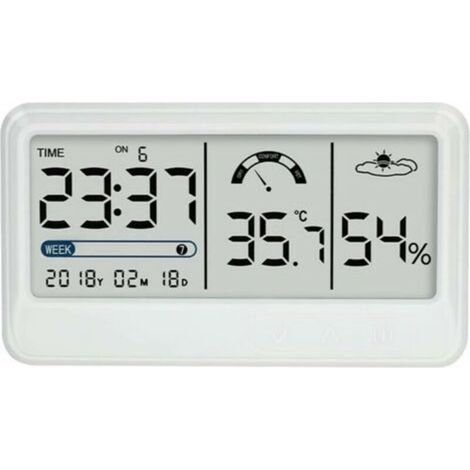 Hygromètre numérique électronique avec affichage LCD de la température, de l’humidité, de l’heure et de la date – Thermomètre et hygromètre d’intérieur pour serre, jardin et pièce à vivre (1/5)