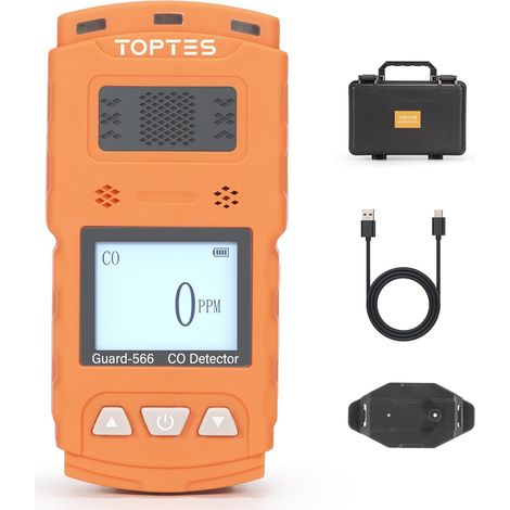 Détecteur de Monoxyde de Carbone Guard-566 Rechargeable avec Clip Arrière, d'alarmes Visuelles, Sonores et Vibrantes, 168h Veille, Seuils d'alarme Réglables, Convient à la Maison et au Travail (1/5)