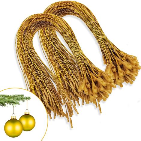 200 Pcs Or Ornements De Nol Cintre Chane Prdcoup Cordes Suspendues Pour Dcorations D'ornement D'arbre De Nol Avec Bouton-pression (1/5)