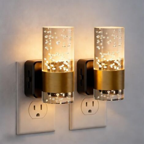 Veilleuse LED,Lot de 2 Veilleuse Prise Electrique avec Capteur de Lumière Luminosité Réglable 0-100LM,3000 K Veilleuse Enfant Plug and Play Lampe Nuit pour Chambre,Cuisine,Escalier,Salon (1/5)