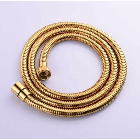 (Gold) 1.5m (59in) Kink Resistant Flexible Stainless Steel Shower Hose with Solid Brass Connectors
