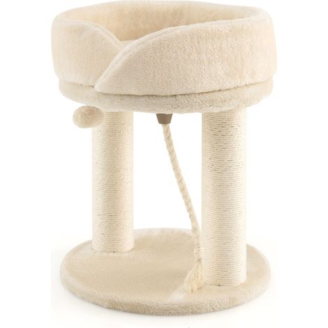 Albero tiragraffi 4 in 1 con piattaforma di osservazione morbida base imbottita, Torre in Sisal naturale Beige (1/4)