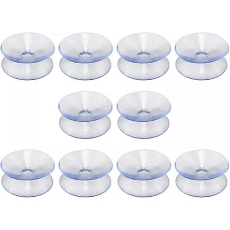 Lot de 10 ventouses de bureau double face en caoutchouc de silicone – Ventouses transparentes, sans crochets – Taille : 35 mm (1/5)