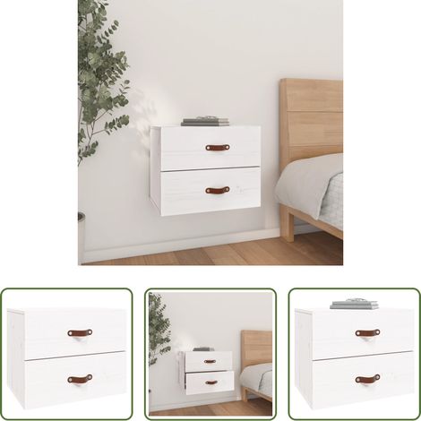 vidaXL Kiefernholz Nachttisch -  Wand-Nachttisch Weiß 50x36x40 cm (1/5)
