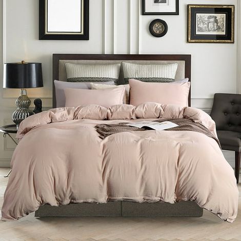 Housse de couette Camel, fermeture éclair, microfibre ultra douce, 3 pièces (1 housse + 2 taies d'oreiller), couette avec attaches d'angle, Camel, Queen (1/3)
