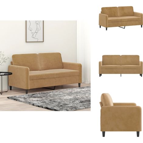 Canapé à 2 places Marron 140 cm Velours - Canapé Deux Places - Canapé Velours - Canapé Marron - Meuble Salon - Fauteuil Relaxant (1/5)