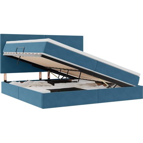 Maison Exclusive - Letto con contenitore e materasso Blu Scuro 200 x 200 cm (1/5)