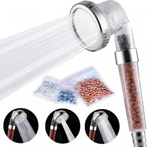 Herzberg HG5032 - Soffione doccia a risparmio idrico, 3 posizioni di massaggio (1/5)