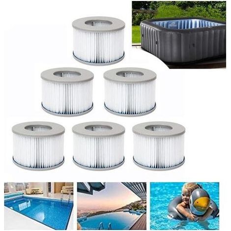 Lot de 6 cartouches de filtre de piscine Ø10.8cm Matériau polyester Performance étanche et haute température Pour spas MSPA FD2089 (1/4)