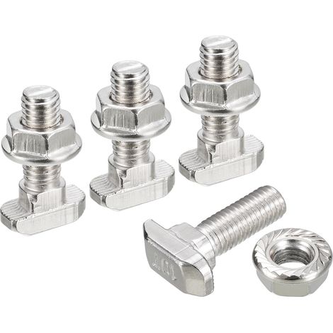 Vis en T avec Boulon M8X25mm et Écrous à Bride Hexagonale M8, 40 Ensembles de Boulons en T à Tête de Marteau et Tige en T pour Profilé en Aluminium de Série 45 (1/5)
