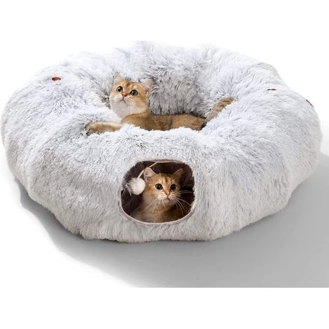 Tunnel pour chat en peluche - Tunnel de jeu pour chat - Jouet interactif - Maison et cachette pour chat - Trou et espace de repos - Tunnel amusant pour animaux (1/5)