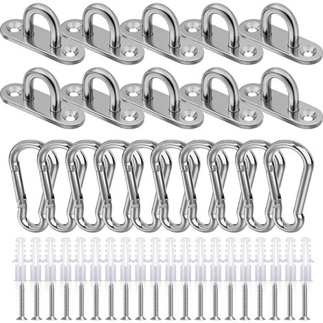 CINGHIA Pontet Inox M5,Crochet Inox,10 Pièces Plaques à Oeillets en Acier Inoxydable pour Balançoires de Yoga Hamacs Auvent Accessoires de Bateau (1/5)