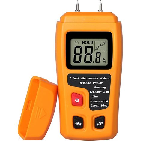 Tragbares Holzfeuchtemessgerät, LCD-Feuchtemessgerät zur Bestimmung des Holzfeuchtegehalts, zur Messung des Feuchtigkeitsgehalts von Brennholz und Papier, Feuchtigkeitsmessgerät