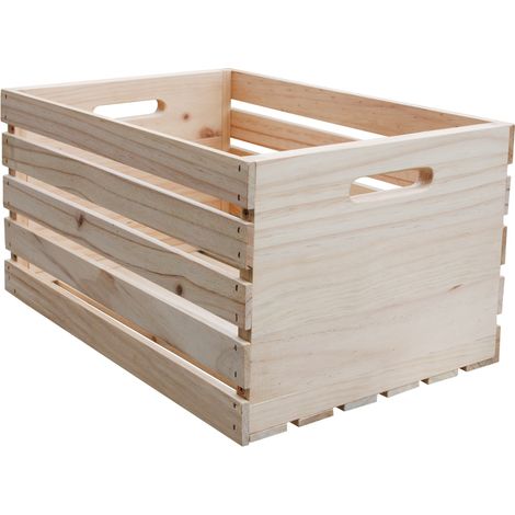 HABAU Holzkiste für Obst und Gemüse aus unbehandeltem Holz, 46 x 31 x 25 cm