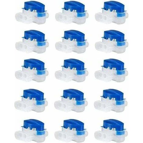 Lot de 15 connecteurs de fil étanches 3 trous sertis connecteurs de fil électrique connecteurs de tondeuse à gazon remplis de gel, 314 connecteurs de fil parfaits pour le jardin et l'extérieur (bleu) (1/4)